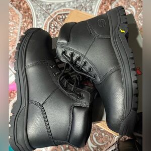 Skechers Men's Black Leather Steel Toe Boots